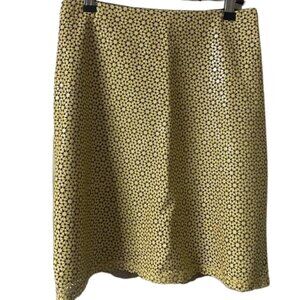 Tory Burch Cream Perforated Floral Leather Skirt With Silk Lining Size 0